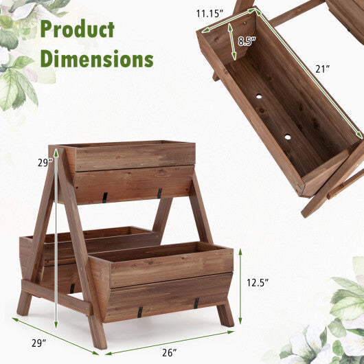 Vertical Raised Garden bed with 3 Wooden Planter Boxes-L