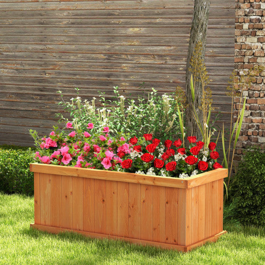 Raised Garden Bed Wooden Planter Box with 4 Drainage Holes and Detachable Bottom Panels-Orange