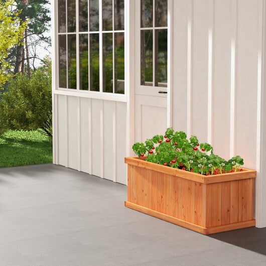 Raised Garden Bed Wooden Planter Box with 4 Drainage Holes and Detachable Bottom Panels-Orange