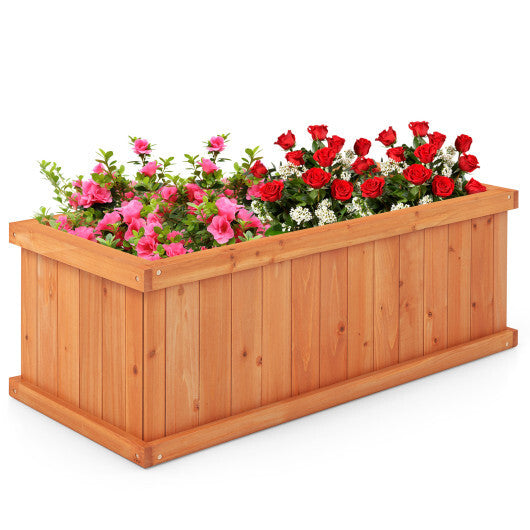 Raised Garden Bed Wooden Planter Box with 4 Drainage Holes and Detachable Bottom Panels-Orange