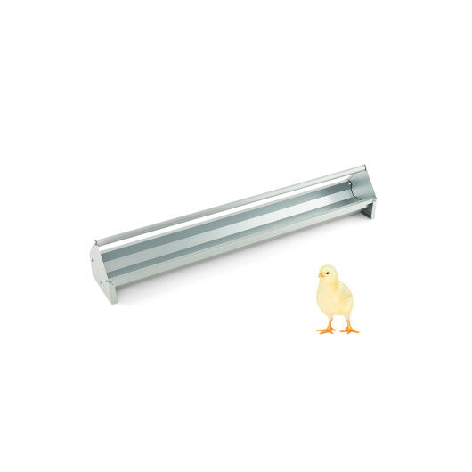 Metal Chicken Feeder Chicken Feeding Trough with Drainage Holes-Silver
