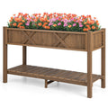 Poly Wood Elevated Planter Box with Legs Storage Shelf Drainage Holes-Blue