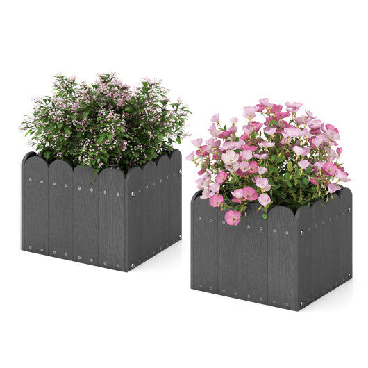 2 Pack Square Planter Box with Drainage Gaps for for Front Porch Garden Balcony-Orange