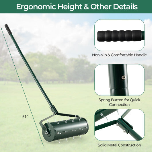 18/21 Inch Manual Lawn Aerator with Detachable Handle Filled with Sand or Stone-21 inches