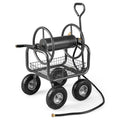 Garden Hose Reel Cart 300 Feet Large Capacity with 4 Wheels and Storage Basket-Gray