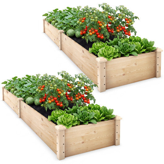 Set of 2 Wooden Vegetable Raised Garden Bed for Backyard-Orange
