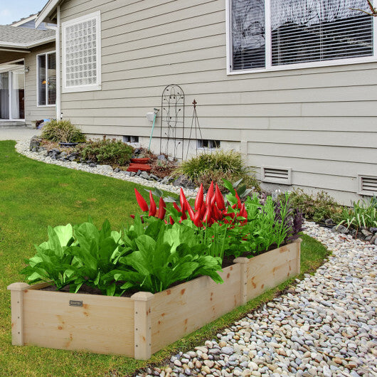 Set of 2 Wooden Vegetable Raised Garden Bed for Backyard-Orange