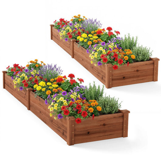 Set of 2 Wooden Vegetable Raised Garden Bed for Backyard-Orange