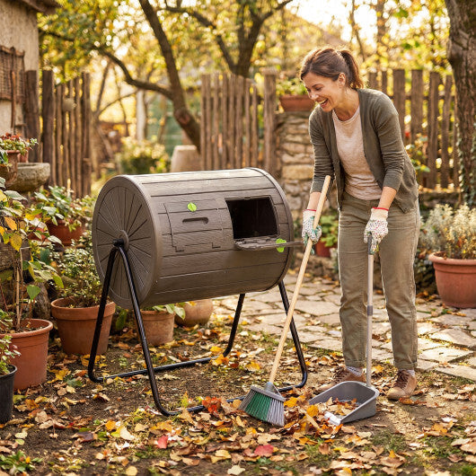 Compost Tumbler 37.5 Gallon Large Outdoor Compost Bin-Coffee