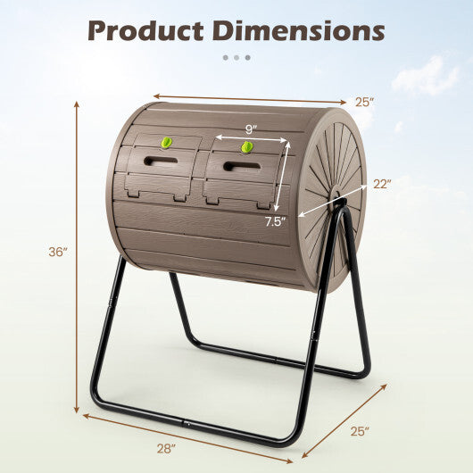 Compost Tumbler 37.5 Gallon Large Outdoor Compost Bin-Coffee