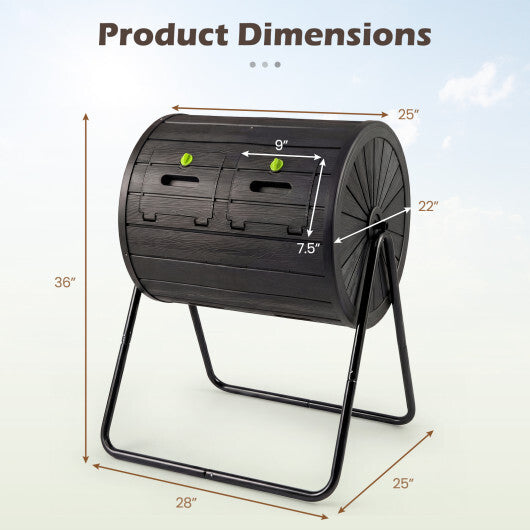 Compost Tumbler 37.5 Gallon Large Outdoor Compost Bin-Coffee