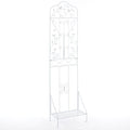 75 x 20 Inch Outdoor Metal Garden Trellis with Foldable Bottom Shelf-White