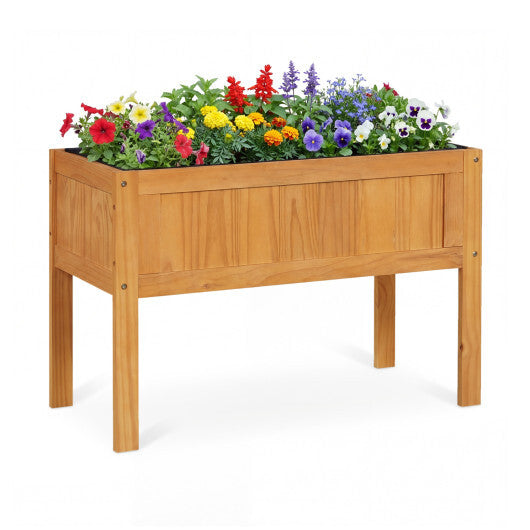 Wood Raised Garden Bed Elevated Planter Box with Bed Liner and Drainage Holes for Vegetables Flowers Herbs-Orange