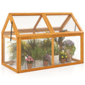 Wood Cold Frame Greenhouse Raised Flower Planter Protection with Adjustable Roof-Orange