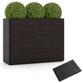 24 Inch Tall Raised Garden Bed All-Weather PE Rattan Wicker Flowerpot with Liner