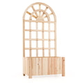 Wooden Raised Garden Bed with Trellis 48 Inch Outdoor Screen-Natural
