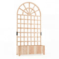 Wooden Raised Garden Bed with Trellis 71" Outdoor Planter Box Privacy Screen-Natural