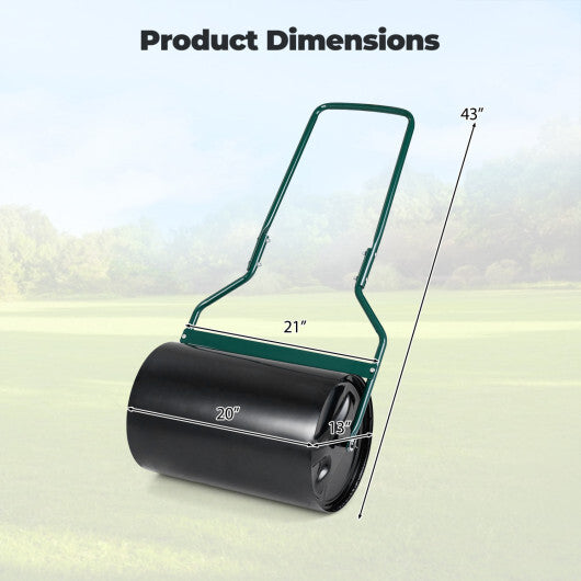 Lawn Roller 12 Gallon Water/Sand Filled Garden Drum Roller with U-shape Handle