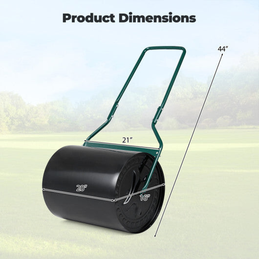 Lawn Roller 16 Gallon Water/Sand Filled Garden Drum Roller with Leak-proof Inlet