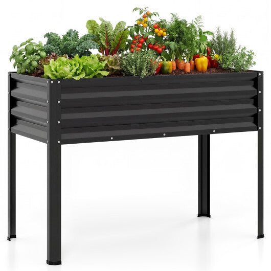 Raised Garden Bed with Legs Electro-Coating Metal Large Elevated Planter Box-Grey