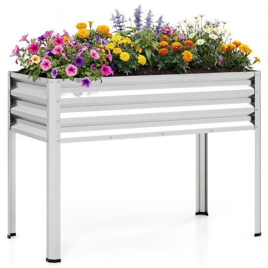 Raised Garden Bed with Legs Electro-Coating Metal Large Elevated Planter Box-Grey