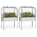 2 Pieces Galvanized Raised Garden Bed with Legs and Greenhouse Cover for Vegetable Flower-Silver