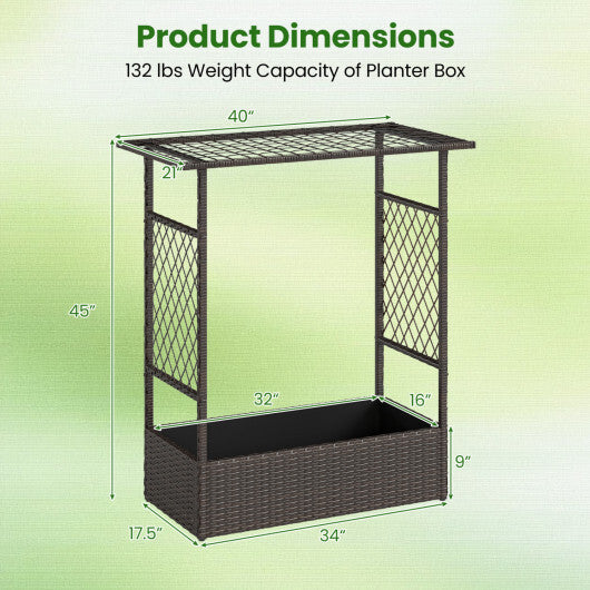 2-in-1 Raised Garden Bed with Hanging Roof and Trellises-Brown