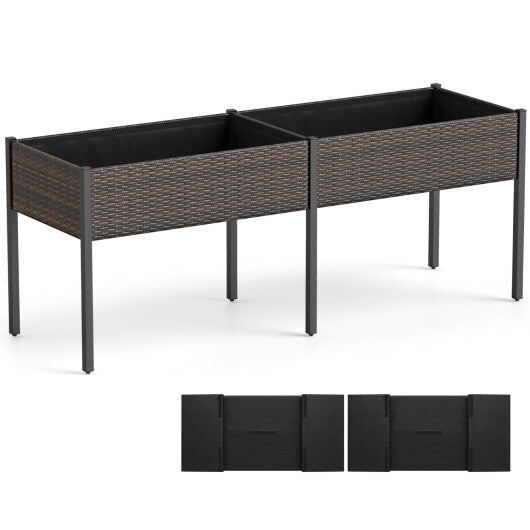 Raised Garden Bed with Legs and Removable Liner for Vegetables Herbs Patio-Brown