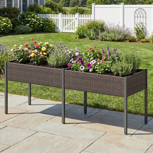 Raised Garden Bed with Legs and Removable Liner for Vegetables Herbs Patio-Brown