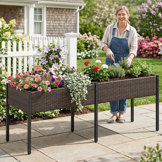 Raised Garden Bed with Legs and Removable Liner for Vegetables Herbs Patio-Brown