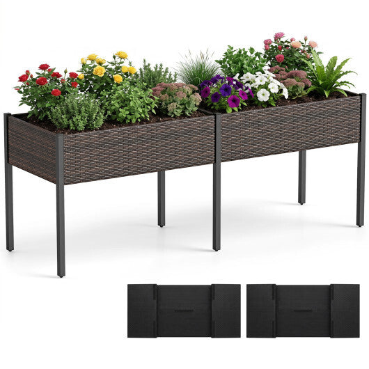 Raised Garden Bed with Legs and Removable Liner for Vegetables Herbs Patio-Brown