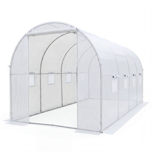 15 x 7 x 7 ft Walk-in Tunnel Greenhouse for Outdoors-White