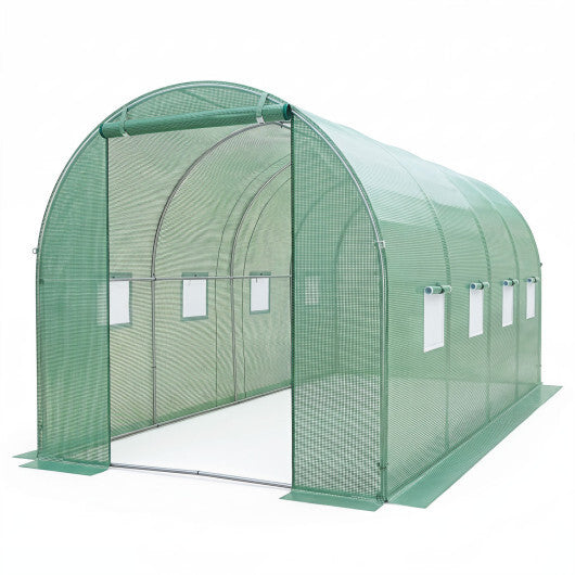 15 x 7 x 7 ft Walk-in Tunnel Greenhouse for Outdoors-White