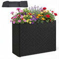 Raised Garden Bed All-Weather PE Rattan Wicker Flowerpot with Liner