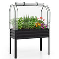 Galvanized Raised Garden Bed with Legs and Greenhouse Cover for Vegetable Flower