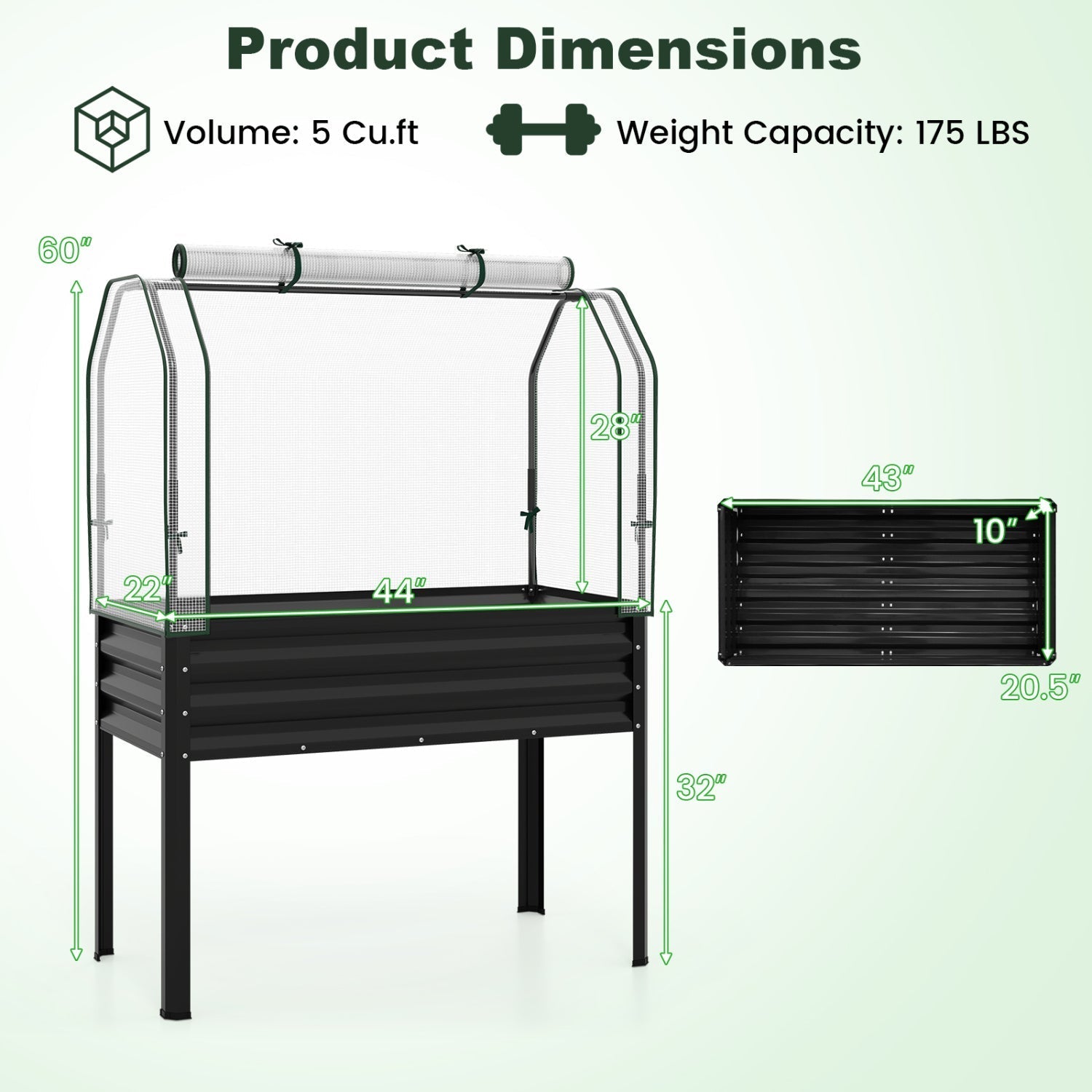 Galvanized Raised Garden Bed with Legs and Greenhouse Cover for Vegetable Flower