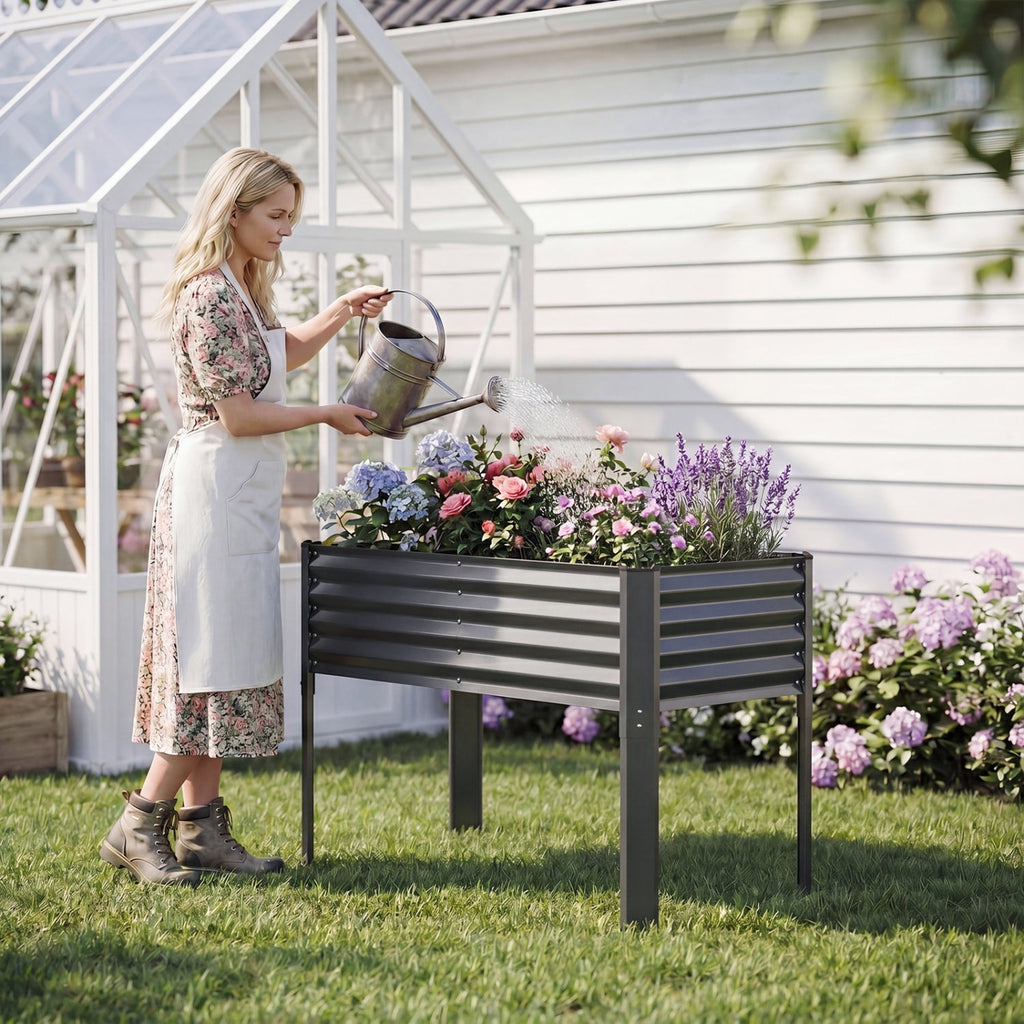 Galvanized Raised Garden Bed with Legs 46" x 24" x 31" Metal Elevated Planter Box