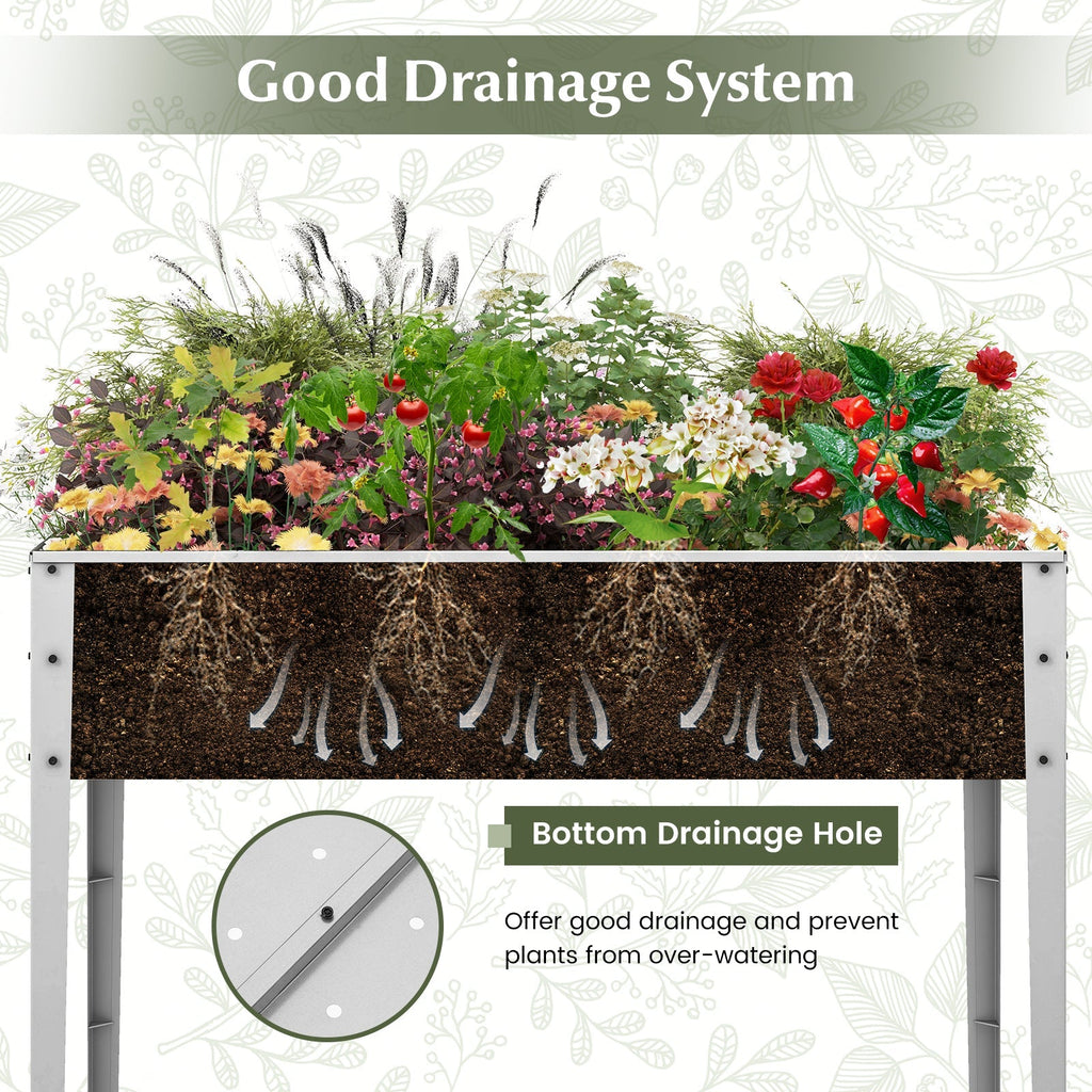 Galvanized Raised Garden Bed Elevated Planter Box with Legs and Drainage Hole