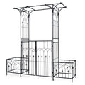 Garden Arbor with Gate and Planter Boxes Heavy Duty Metal Arch with Side Trellis
