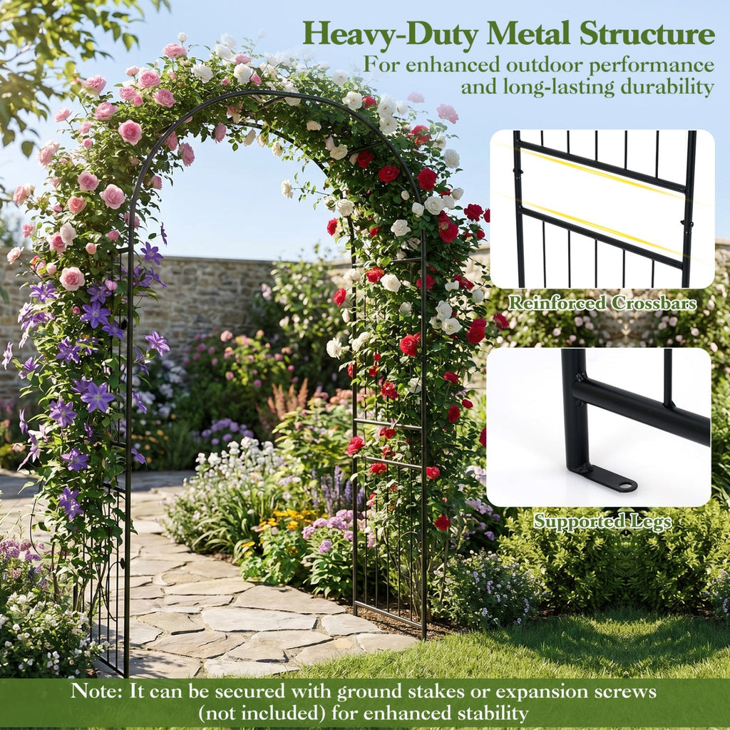 Garden Arch 87 Inches Tall Heavy Duty Metal Arbor Trellis Archway for Climbing Plants