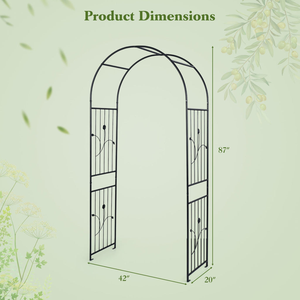 Garden Arch 87 Inches Tall Heavy Duty Metal Arbor Trellis Archway for Climbing Plants