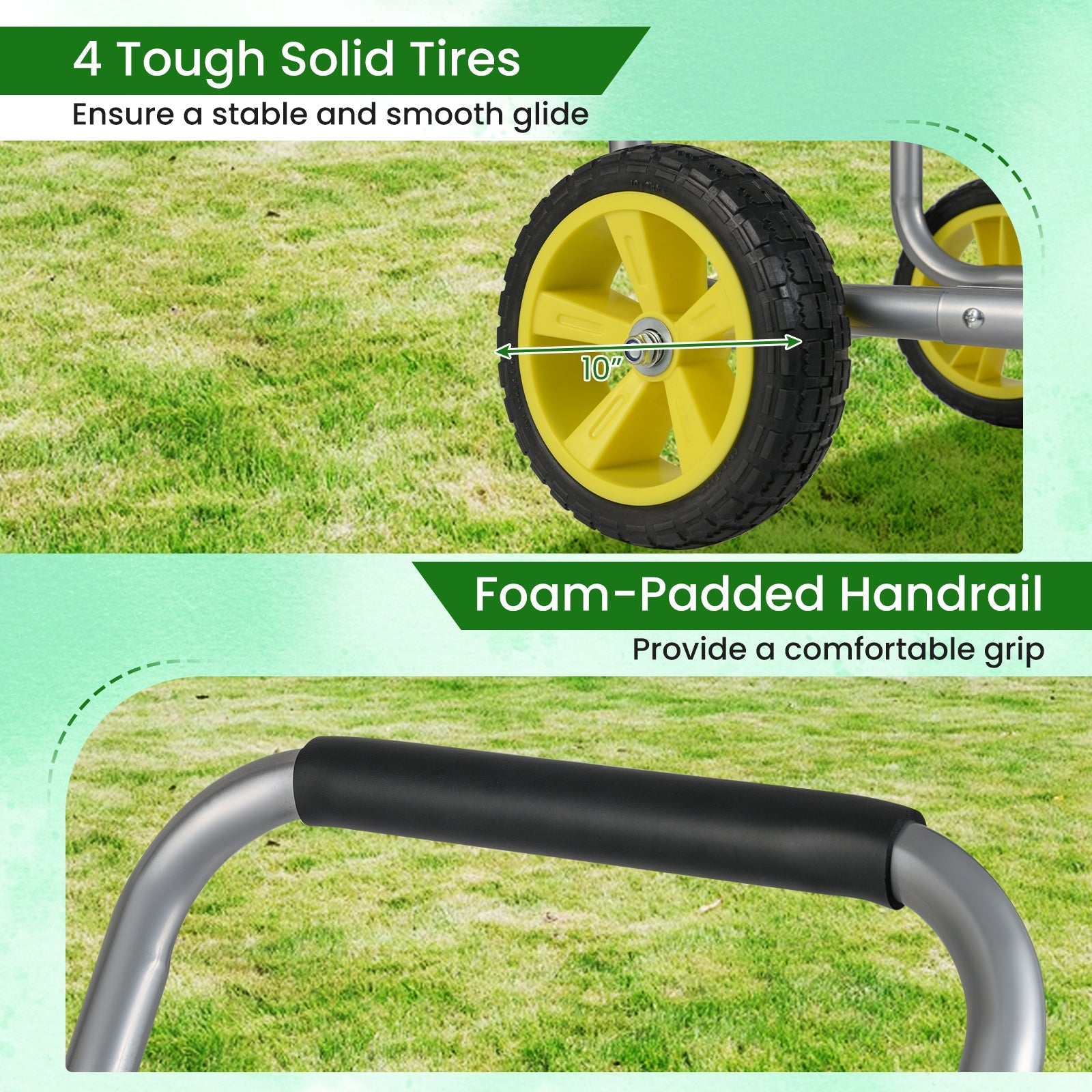 Garden Hose Reel Cart Metal Hose Cart with 4 Wheels and Storage Basket
