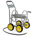 Garden Hose Reel Cart 4 Wheels Heavy-Duty Metal Water Hose Organizer Portable