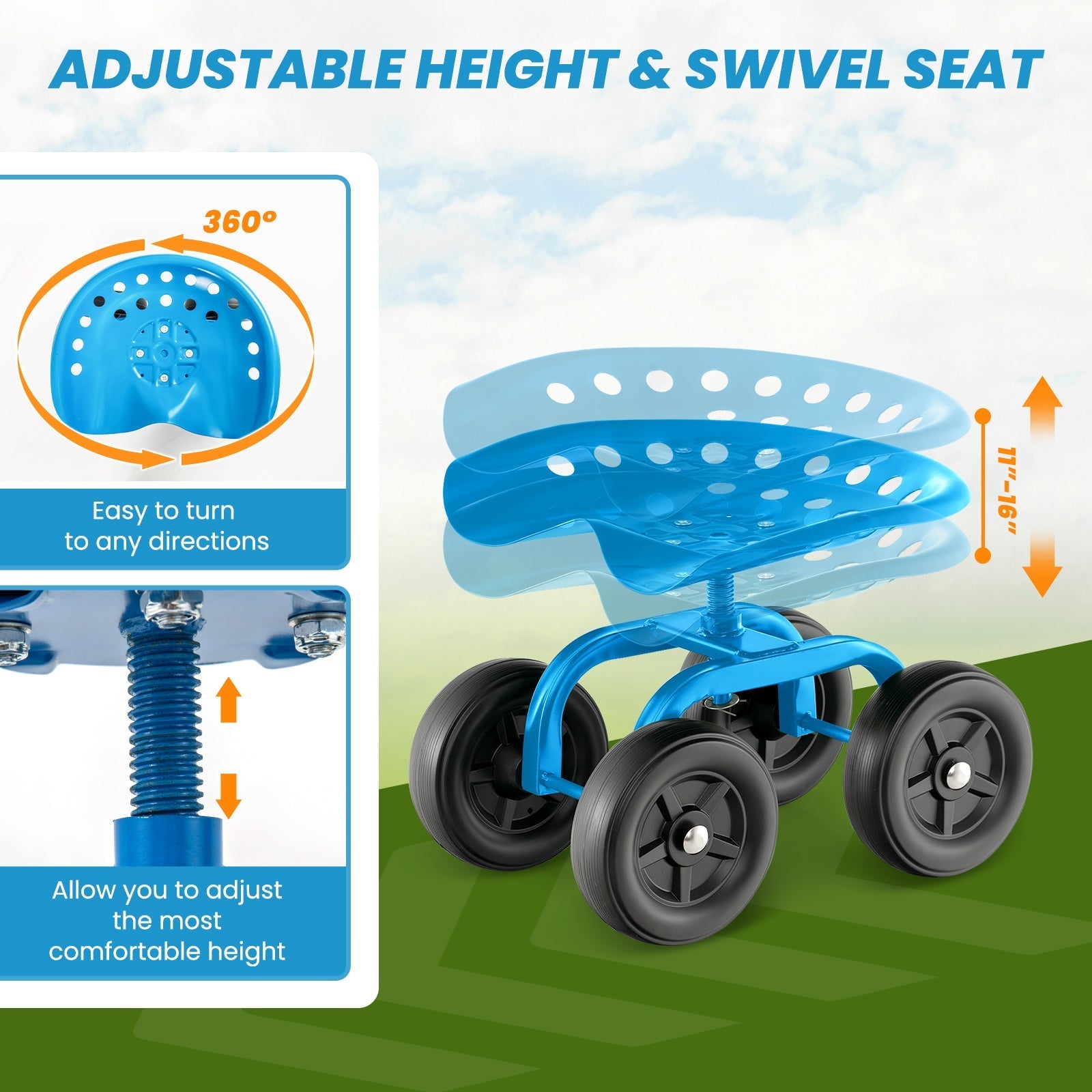 Garden Rolling Workseat with 360°