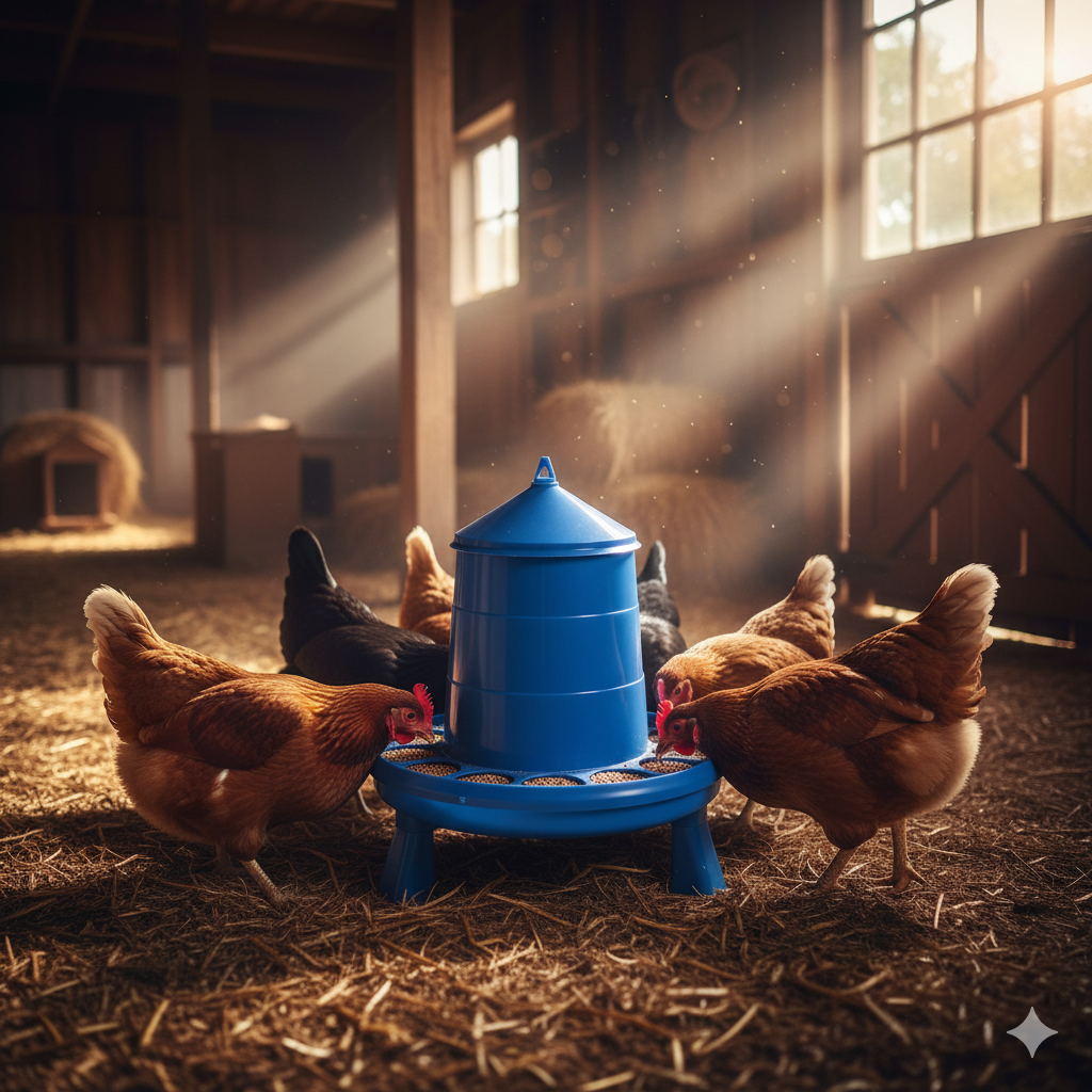 Double-Tuf Poultry Feeder 4 lb Removable Legs Chicken Feeder Carrying Handle 2-Pack