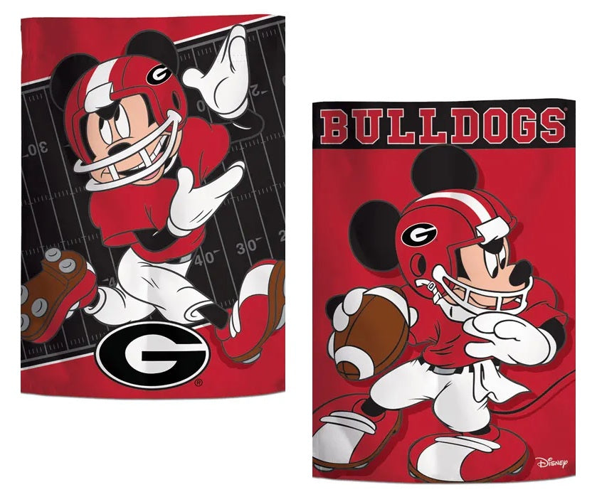 Georgia Bulldogs Garden Flag 2 Sided Disney Mickey Mouse