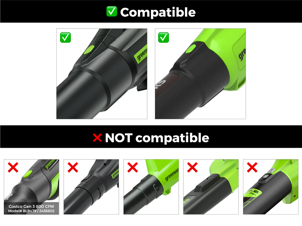 STUBBY® Car Drying Nozzle for Greenworks 760, 730, 700, 610, 585, 550, 515, & 500 CFM Leaf Blowers