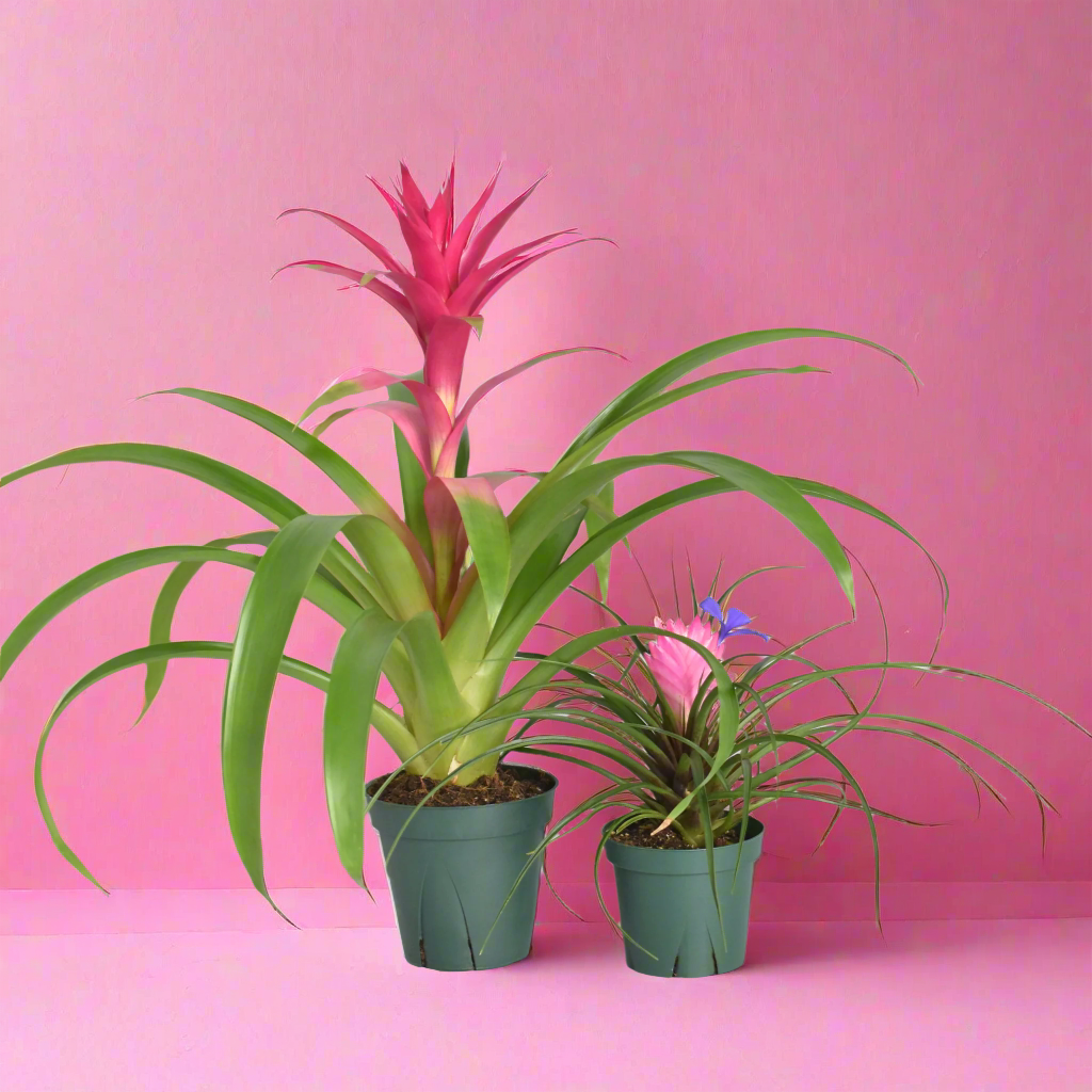 Pink Houseplant Bundle - Guzmania 'Viola' & Tillsandsia 'Cyanea'