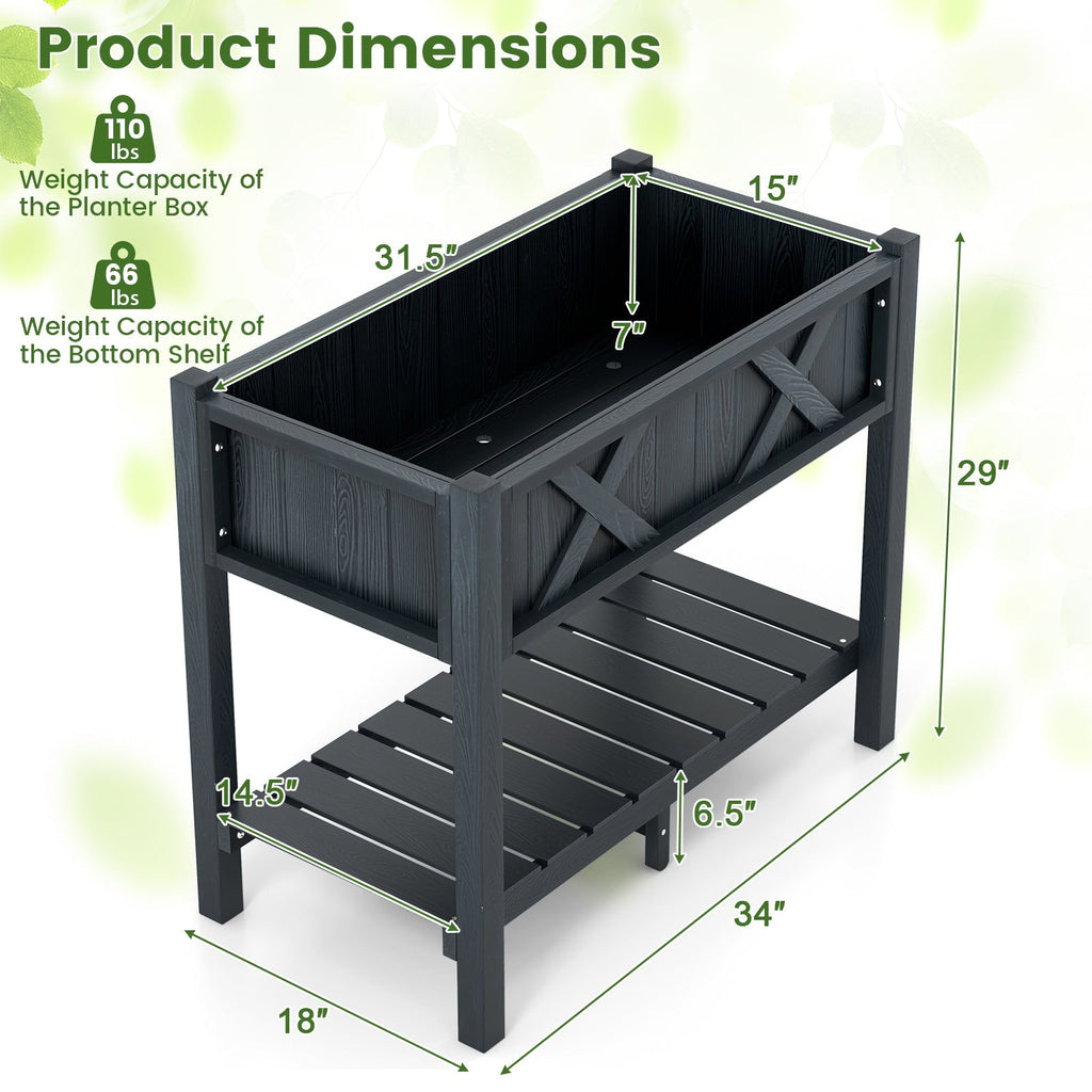 HIPS Raised Garden Bed Poly Wood Elevated Planter Box