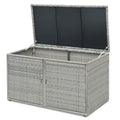 88 Gallon Garden Patio Rattan Storage Container Box - Color: Gray